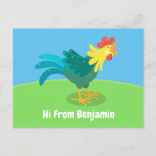 Carte Postale Caricature amusante du coq à rames