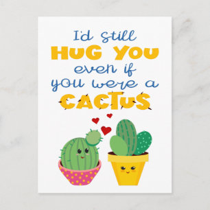 Carte Postale Caricature amusante et colorée Cactus en amour Val