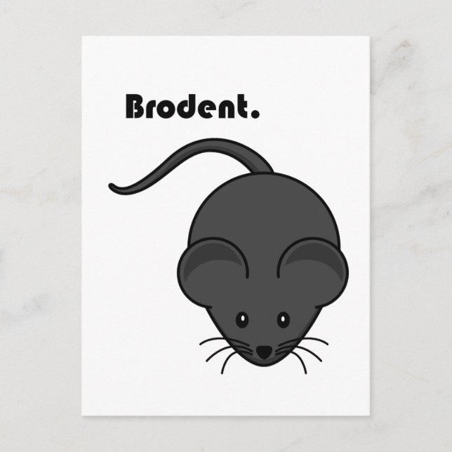 Carte Postale Caricature Brodent Bro, Rat gris drôle ou Pun sour (Devant)
