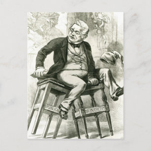 Carte Postale Caricature d'Adolphe Thiers entre deux