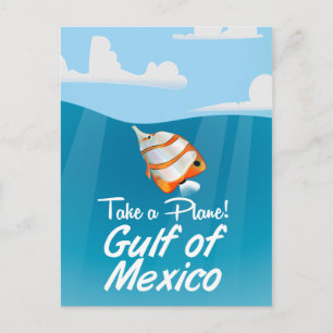Carte Postale Caricature d'affiche de voyage du Golfe du Mexique