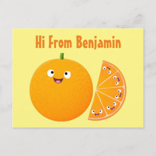 Carte Postale Caricature d'agrumes d'orange