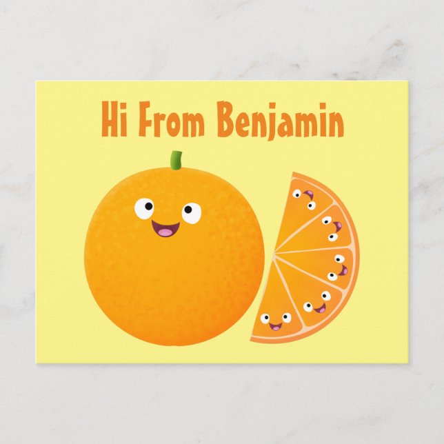 Carte Postale Caricature d'agrumes d'orange (Devant)