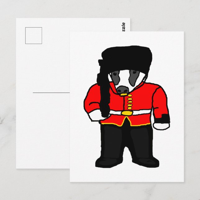 Carte Postale Caricature de Beefeater Badger de la Garde royale  (Devant / Derrière)