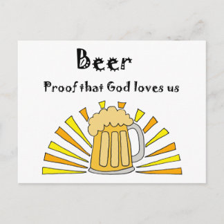 Carte Postale Caricature de bière Drinker avec Mug et Sun