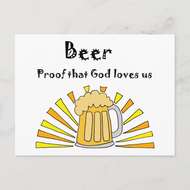 Carte Postale Caricature de bière Drinker avec Mug et Sun (Devant)
