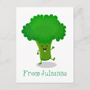 Carte Postale Caricature de brocoli dansant Cute kawaii
