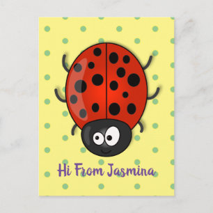 Carte Postale Caricature de coccinelle rouge joyeux