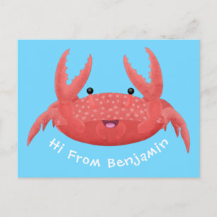Carte Postale Caricature de crabe rouge cuite