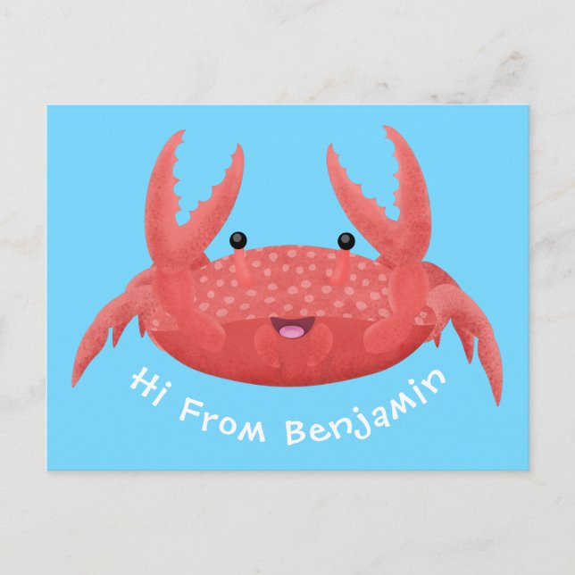 Carte Postale Caricature de crabe rouge cuite (Devant)