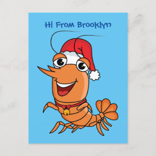 Carte Postale Caricature de crevettes de Noël joyeux