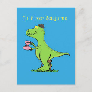Carte Postale Caricature de dinosaure vert t rex
