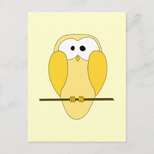 Carte Postale Caricature de la chouette. Jaune.