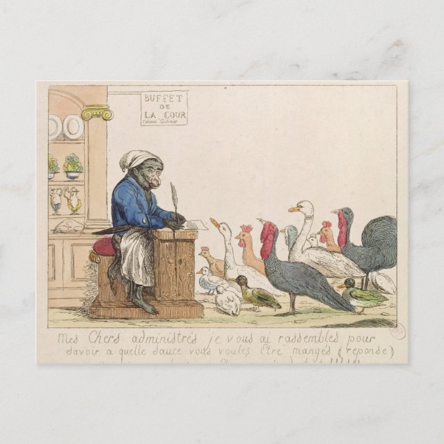 Carte Postale Caricature de l'assemblage des tables (Devant)