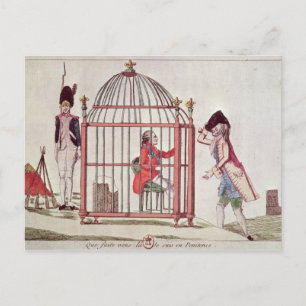 Carte Postale Caricature de Louis XVI dans une cage