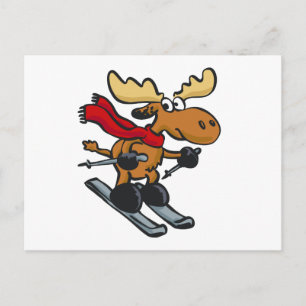 Carte Postale Caricature de Moose Skier   choisir la couleur de