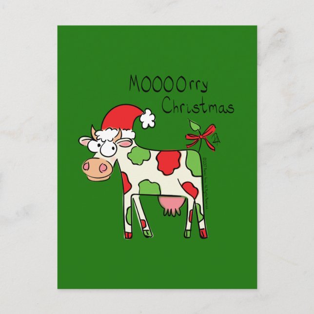 Carte Postale Caricature de Noël de vache (Devant)