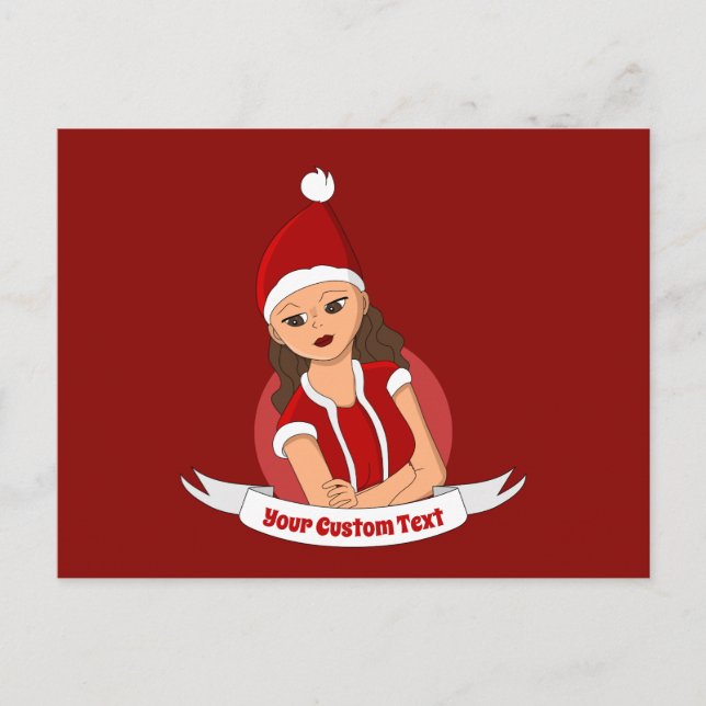 Carte Postale Caricature de Noël pour la jeune femme (Devant)