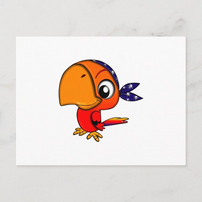 Carte Postale Caricature de perroquet orange (Devant)