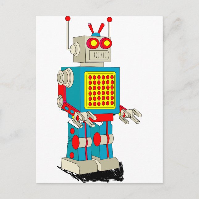 Carte Postale Caricature de personnage de robot (Devant)