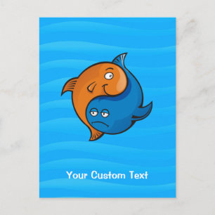 Carte Postale Caricature de poisson Yin Yang