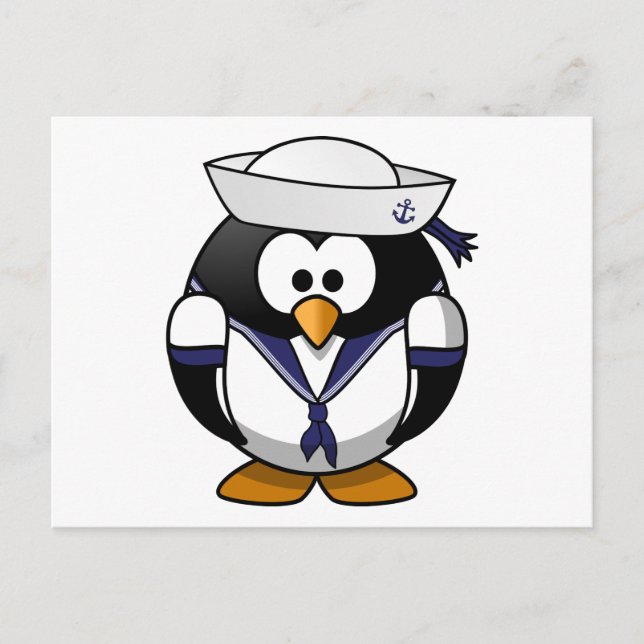 Carte Postale Caricature de Sailor Penguin Cute (Devant)