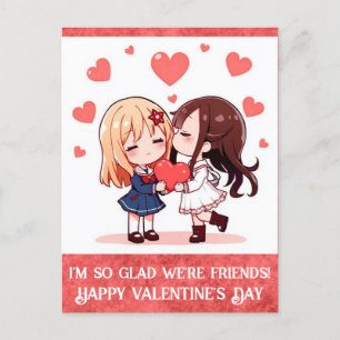 Carte Postale Caricature de Saint Valentin Coeurs amis de la jou