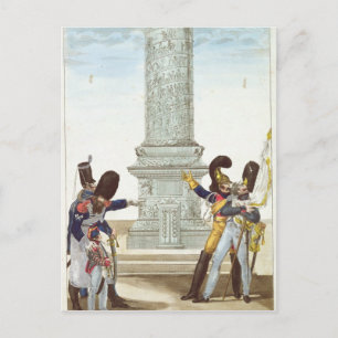 Carte Postale caricature de soldats à la Colonne Vendôme