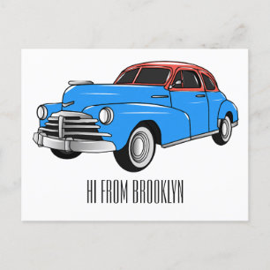 Carte Postale Caricature de voiture classique 1948