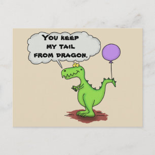 Carte Postale Caricature d'humour dragon vert mignon et drôle