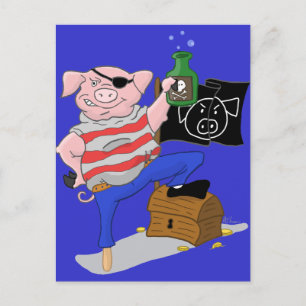 Carte Postale Caricature du capitaine de porc pirate