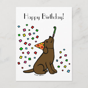 Carte Postale Caricature du Labrador au chocolat d'anniversaire