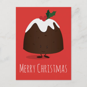 Carte Postale Caricature du Pudding de Noël Cute Xmas