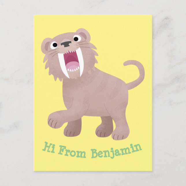 Carte Postale Caricature du tigre mignon Saber Toothed Smilodon (Devant)