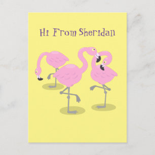 Carte Postale Caricature en trio flamand rose mou