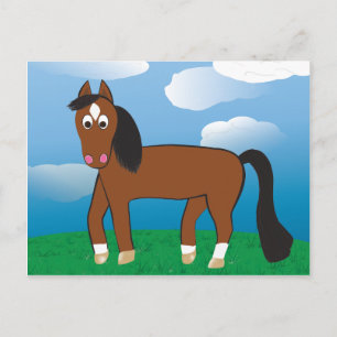 Carte Postale Caricature Horse Bay avec chaussettes blanches