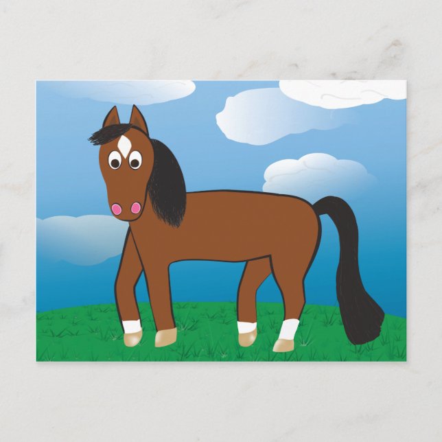 Carte Postale Caricature Horse Bay avec chaussettes blanches (Devant)