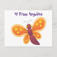 Caricature joli papillon orange