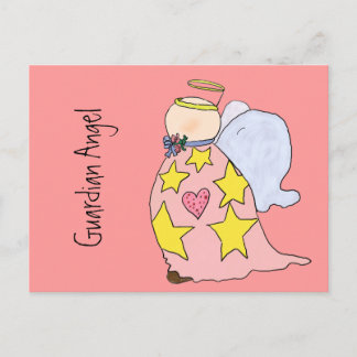 Carte Postale Caricature mignonne Gladys the Guardian Angel Cart