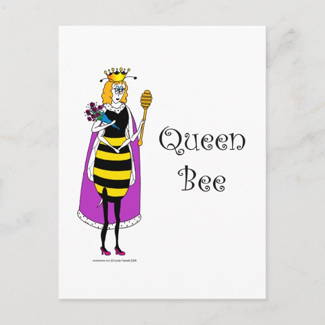 Carte Postale Caricature mignonne Queen Bee (Devant)