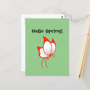 Carte Postale Caricature papillon orange, joli jardin Nature Art