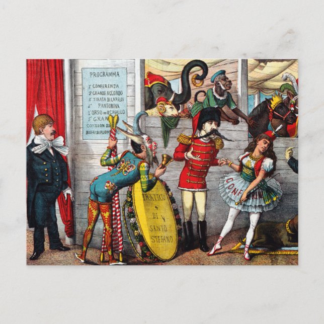 Carte Postale Caricature politique italienne de artistes de cirq (Devant)