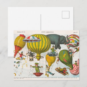 Carte Postale Caricature politique italienne vintage sur ballon