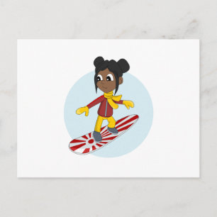 Carte Postale Caricature pour fille de snowboard