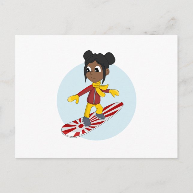 Carte Postale Caricature pour fille de snowboard (Devant)