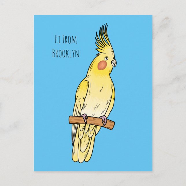 Carte Postale Caricature pour oiseaux Cockatiel (Devant)