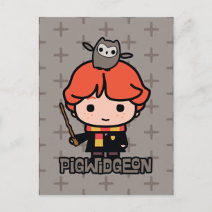 Carte Postale Caricature Ron Weasley et Pigwidgeon