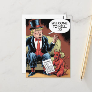 Carte Postale Caricature Trump Bienvenue à Hell JD