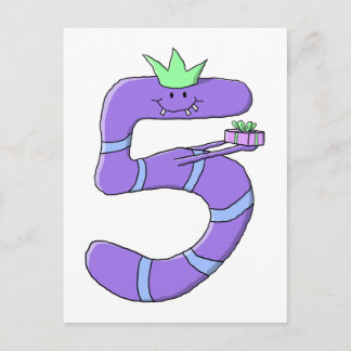 Carte Postale Caricature violette 5e anniversaire.