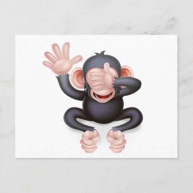 Carte Postale Caricature Voir pas de singe mal (Devant)